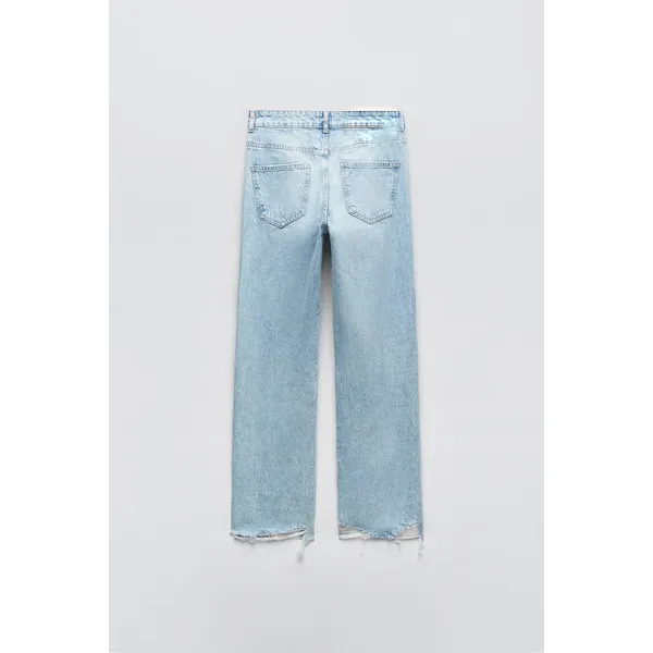 Mid-Blue High-Rise Straight-Leg Long Jeans | Classic and Timeless
