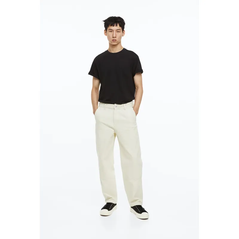 Men’s Creamy Loose Worker’s Jeans | Comfortable and Functiona
