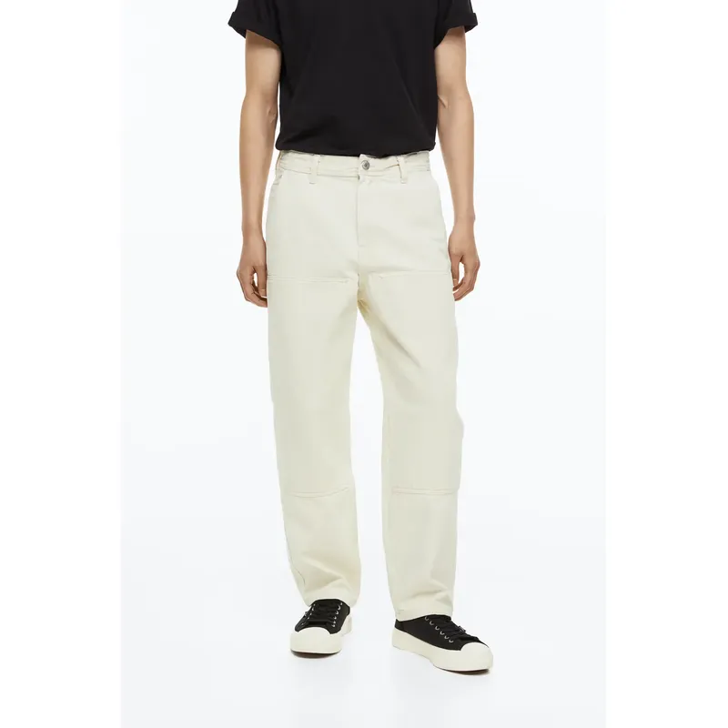 Men’s Creamy Loose Worker’s Jeans | Comfortable and Functiona