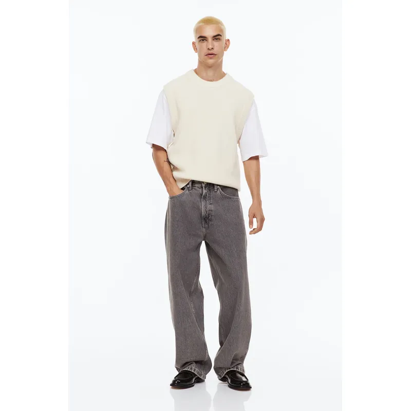 Men’s Gray Denim Wide Leg Pants | Stylish and Comfortable