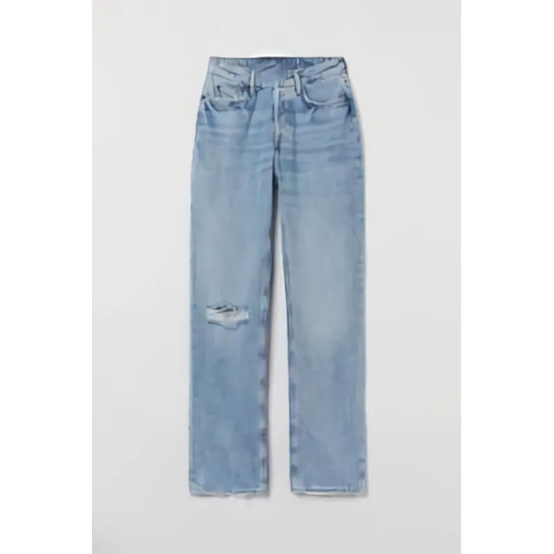 Straight-Leg High-Rise Jeans | Light Blue, Dark Blue, White | Versatile and Stylish