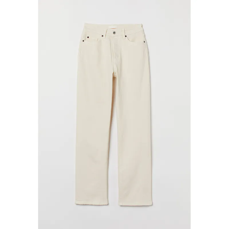 Straight-Leg High-Rise Jeans | Light Blue, Dark Blue, White | Versatile and Stylish