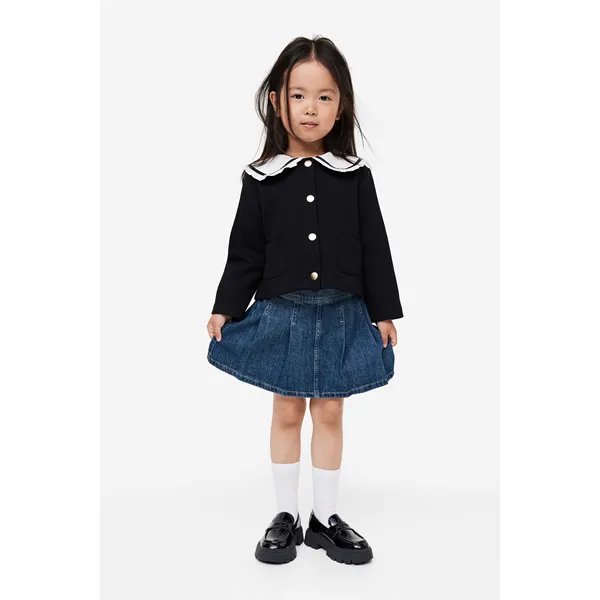 Dark Denim Blue Pleated Denim Skirt | Stylish and Versatile | Shop Now