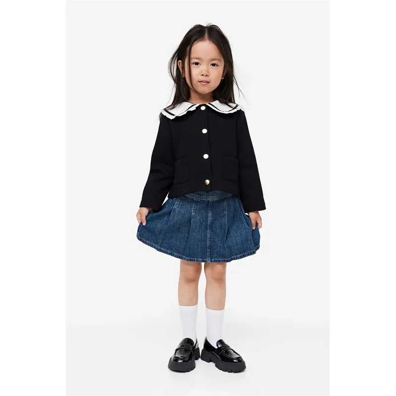 Dark Denim Blue Pleated Denim Skirt | Stylish and Versatile | Shop Now