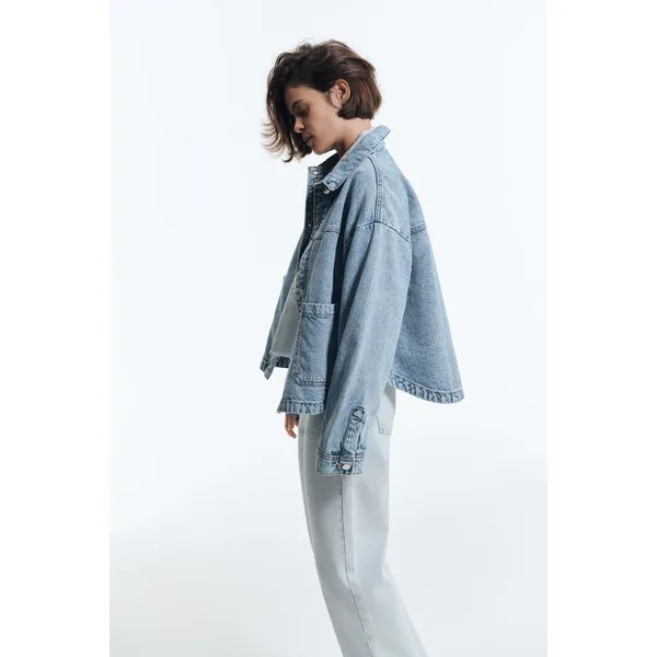 Patch Pocket Denim Jacket Medium Blue | Classic and Versatile Outerwear | Shop Now