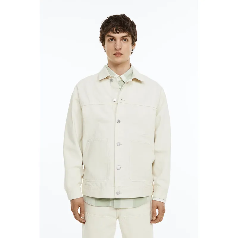 Relaxed Fit Denim Jacket, Cream, Cream Denim Jacket, Stylish, Comfortable, Outerwear, Shop Now