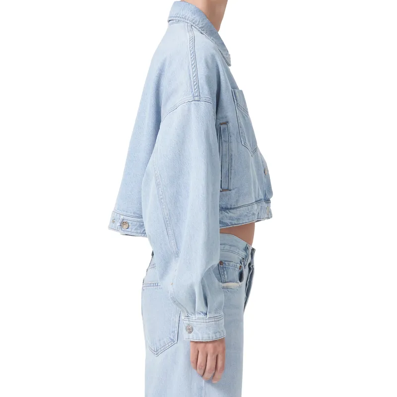 Shop Stylish Blue Cropped Jacket | Long Sleeve | Fashionable Outerwear