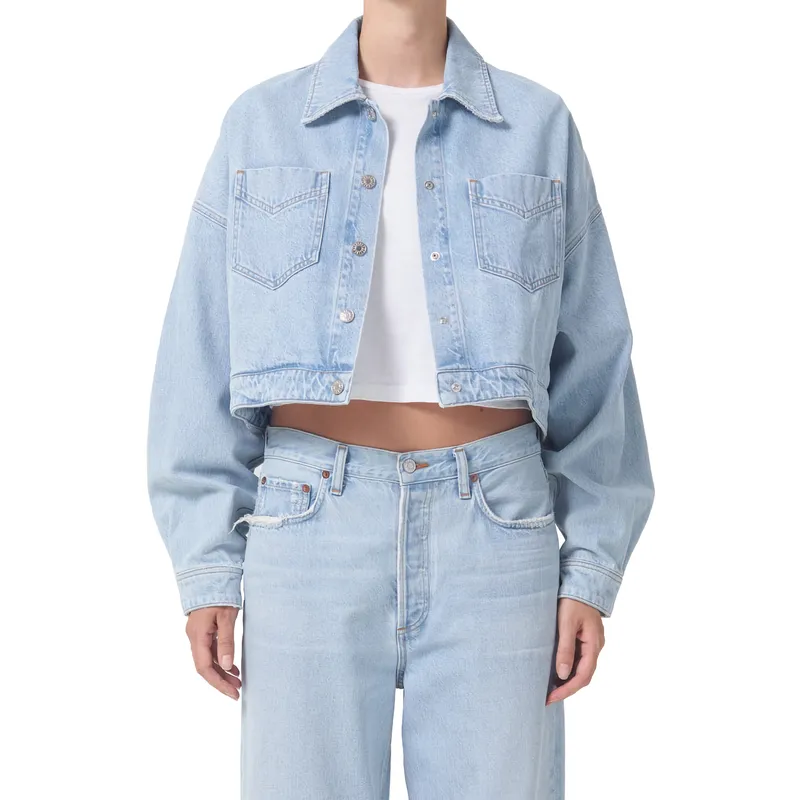 Shop Stylish Blue Cropped Jacket | Long Sleeve | Fashionable Outerwear