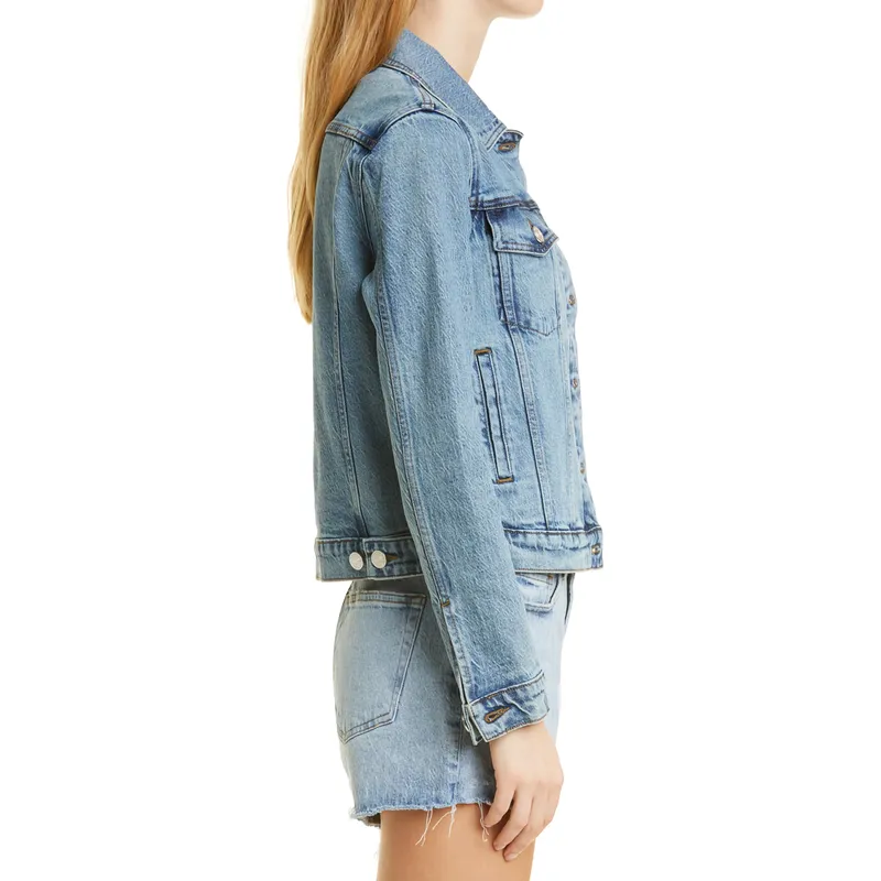 Shop Women’s Basic Denim Cropped Jacket | Retro Stretch Style | Fashion Essential