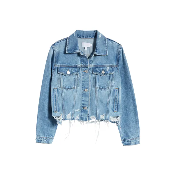 Shop Cropped Denim Ripped Jacket | Trendy Distressed Outerwear | Fashion Essential