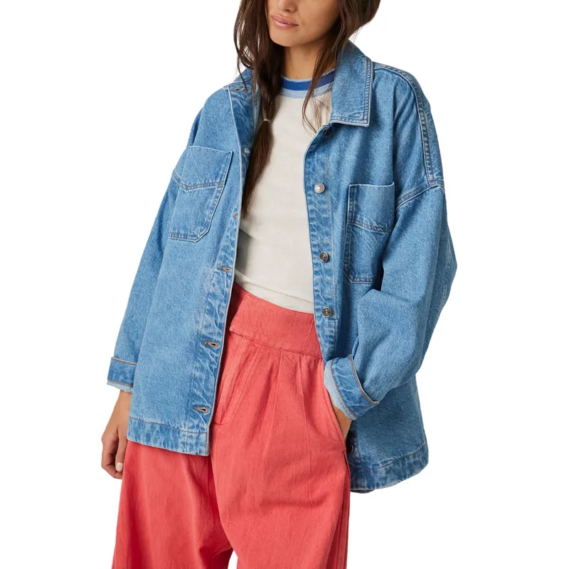 Shop Loose Denim Jacket Medium Blue | Casual Oversized Outerwear | Fashion Essential