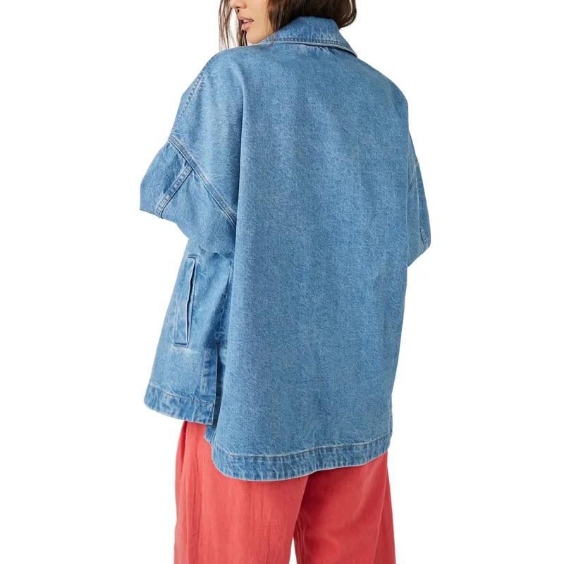 Shop Loose Denim Jacket Medium Blue | Casual Oversized Outerwear | Fashion Essential