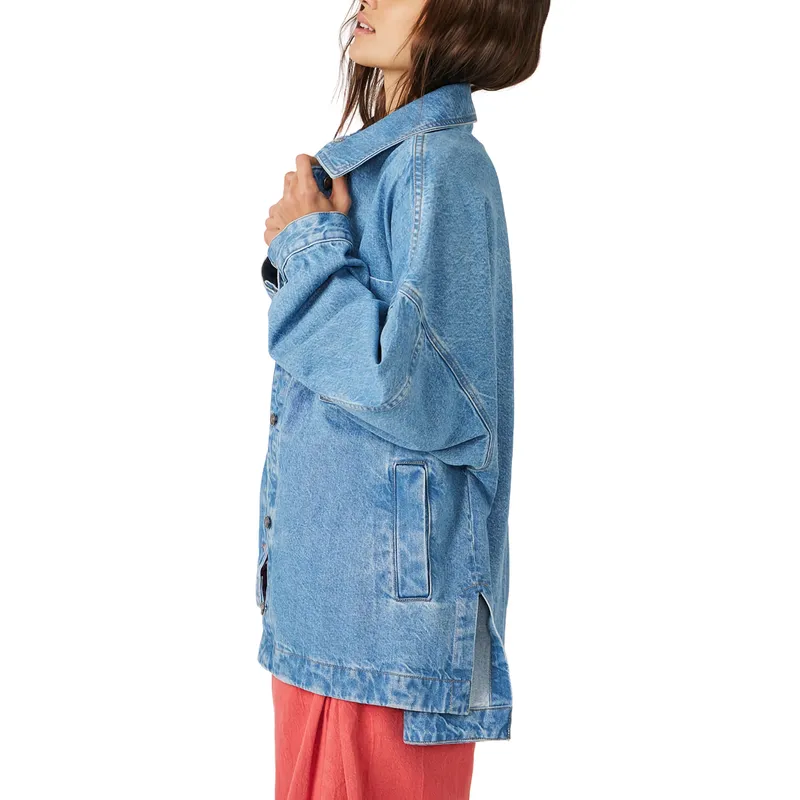 Shop Loose Denim Jacket Medium Blue | Casual Oversized Outerwear | Fashion Essential
