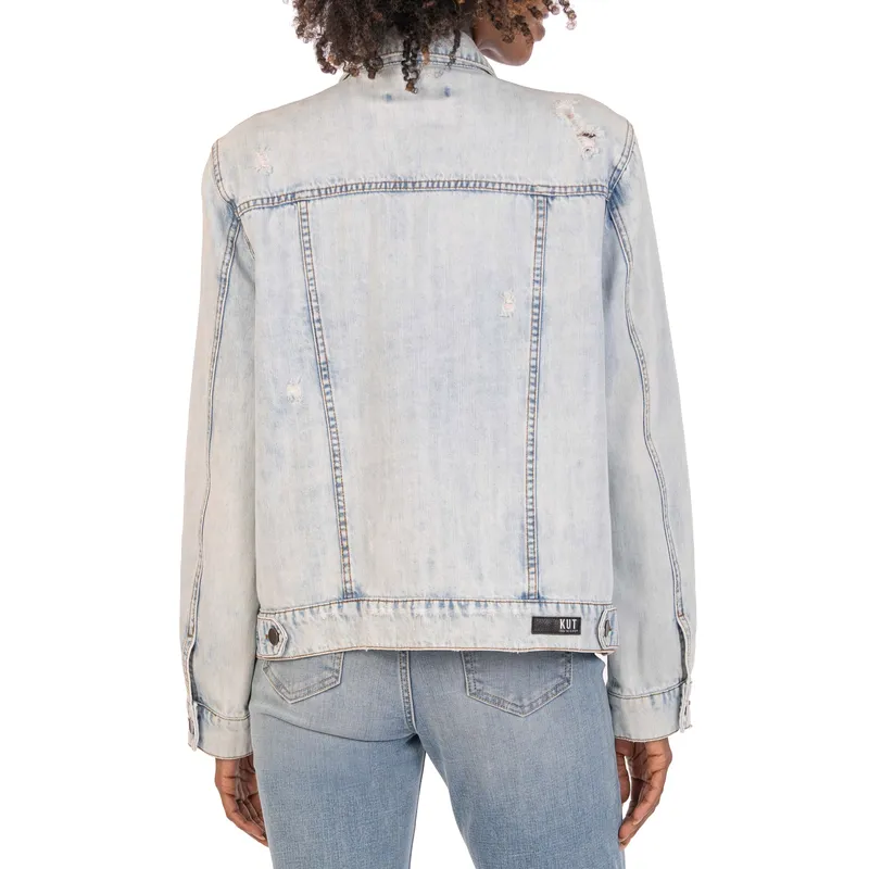 Shop Sport Denim Jacket with Holes | Trendy Athletic Outerwear | Edgy Style
