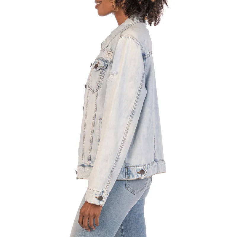 Shop Sport Denim Jacket with Holes | Trendy Athletic Outerwear | Edgy Style
