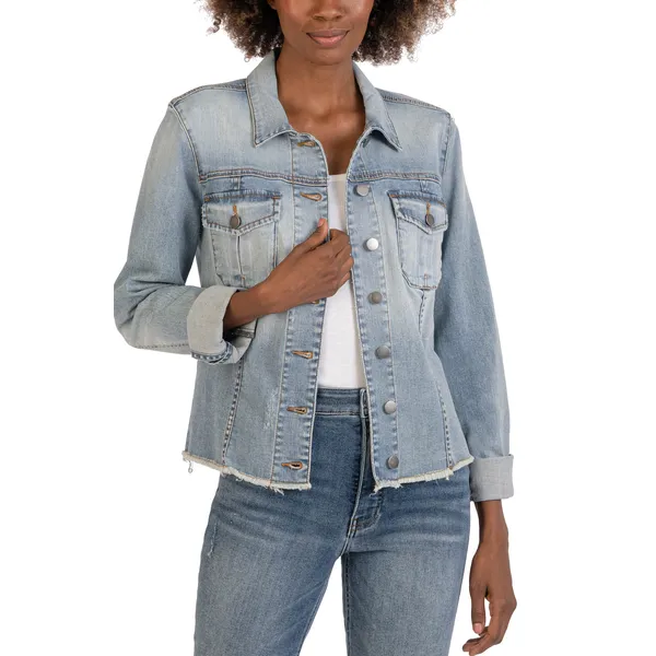 Shop European Station Slim Fit Denim Jacket | Korean Fashion | All-Match Long-Sleeve Outerwear