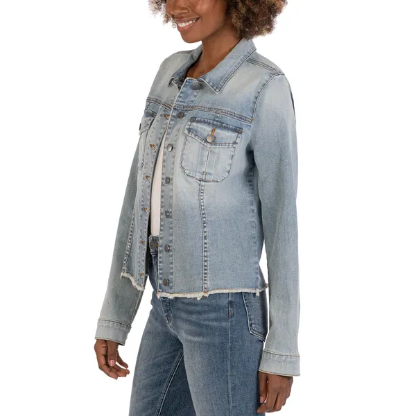 Shop European Station Slim Fit Denim Jacket | Korean Fashion | All-Match Long-Sleeve Outerwear