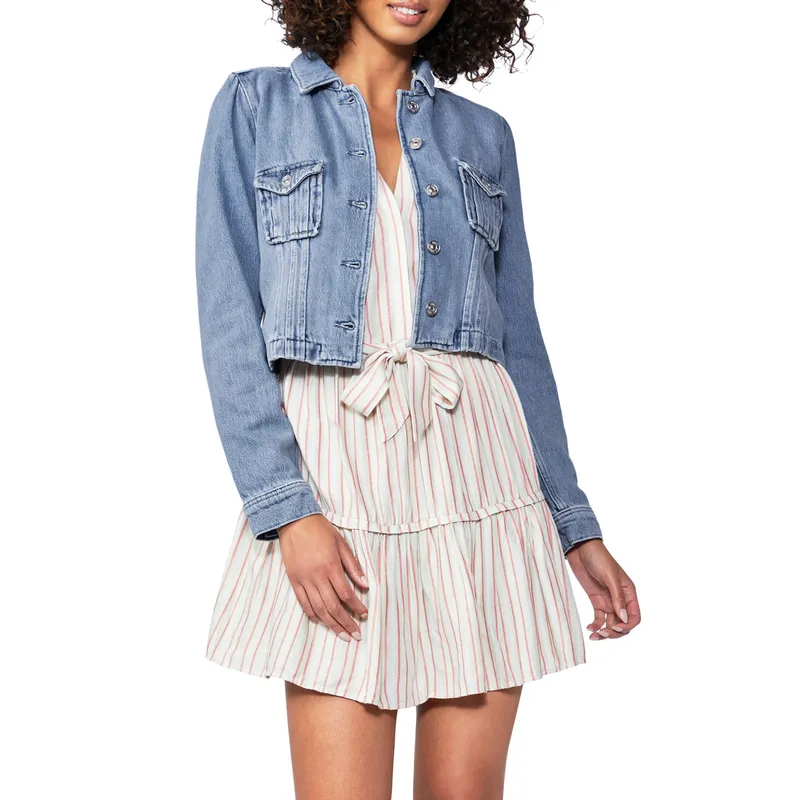 Shop Cropped Long Sleeve Denim Jacket | Trendy and Stylish Outerwear for Women