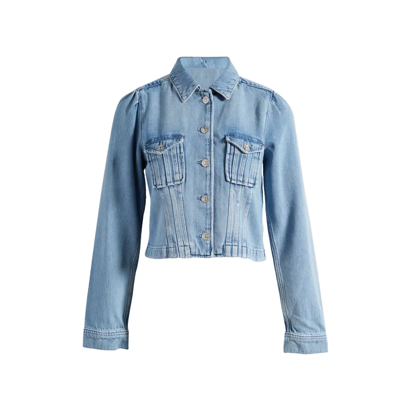 Shop Cropped Long Sleeve Denim Jacket | Trendy and Stylish Outerwear for Women