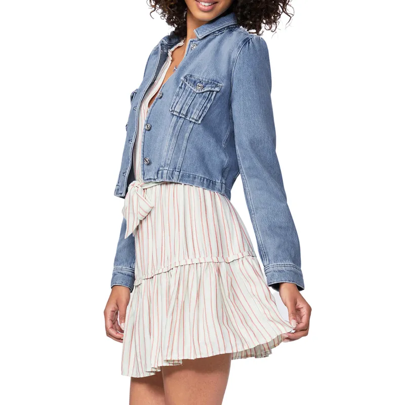 Shop Cropped Long Sleeve Denim Jacket | Trendy and Stylish Outerwear for Women