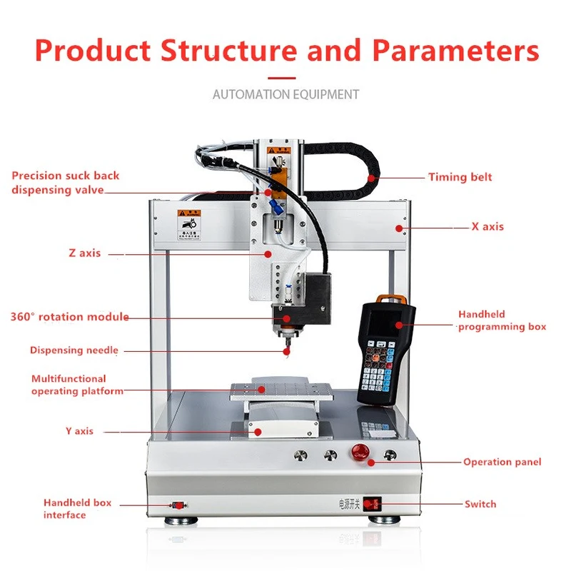 4-осевой автоматизированный робот для дозирования клея из силикона, ПУ, УФ, ПВХ, АБ