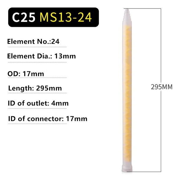 MC13-24 Static Mixer for Duo Pack Epoxies Core POM Material Resin Mixing Nozzles