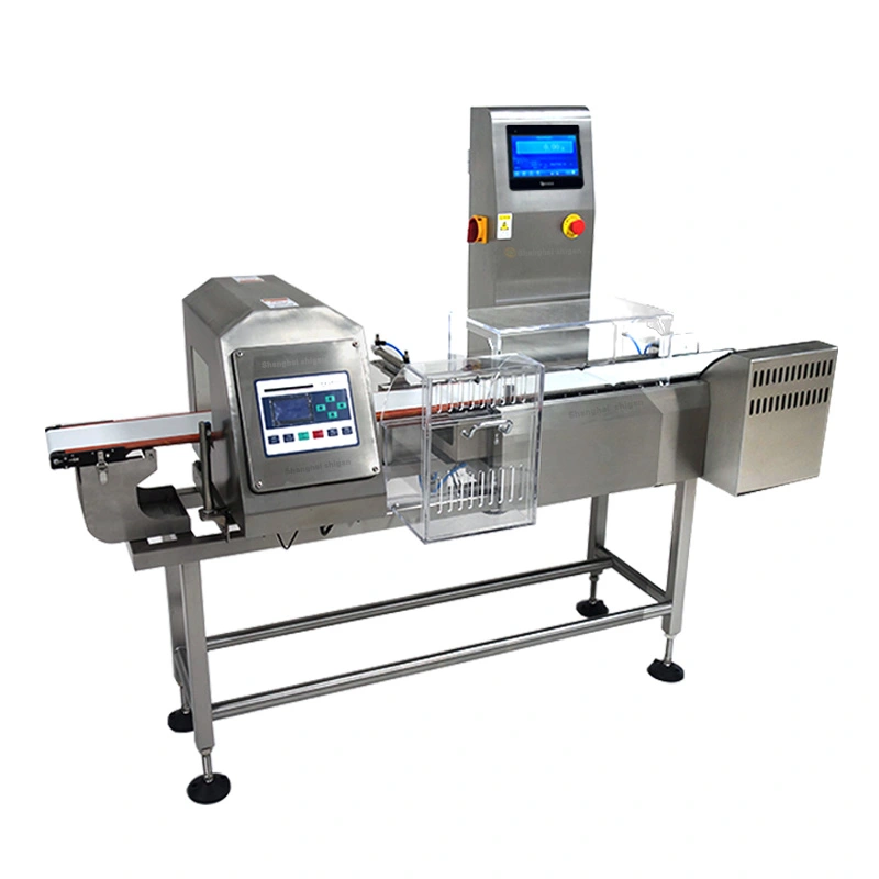 Vegetable Fish Checkweigher And Metal Detector Combo Intelligent Weighing Metal Detector With Rejection Machine