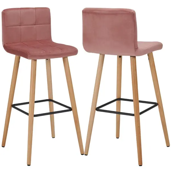 Fabric Seat Cushion Wooden Legs bar stool