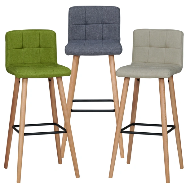 Fabric Seat Cushion Wooden Legs bar stool