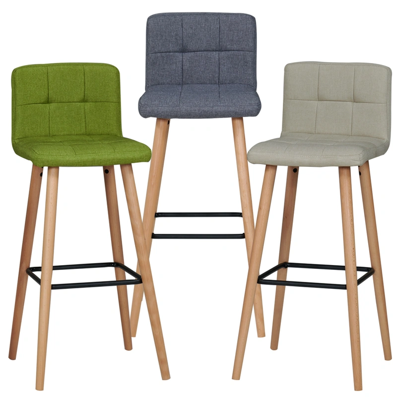 Fabric Seat Cushion Wooden Legs bar stool