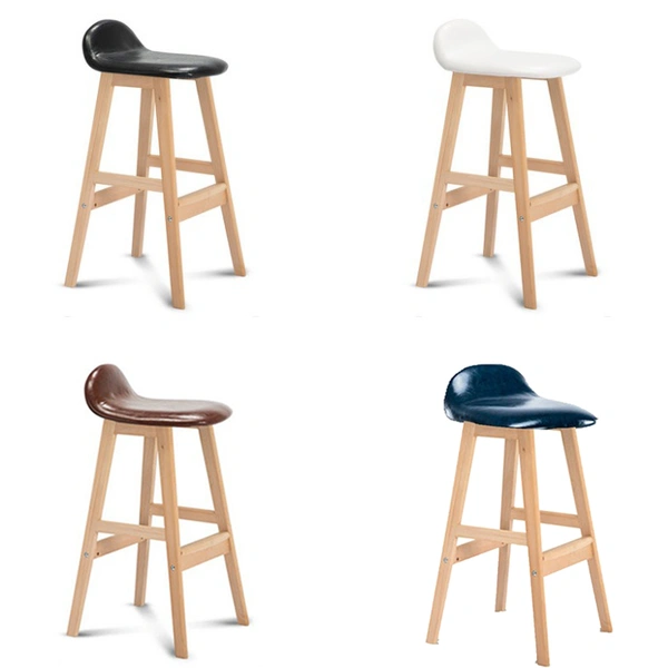 Modern Fabric Wooden Bar Stool With Back