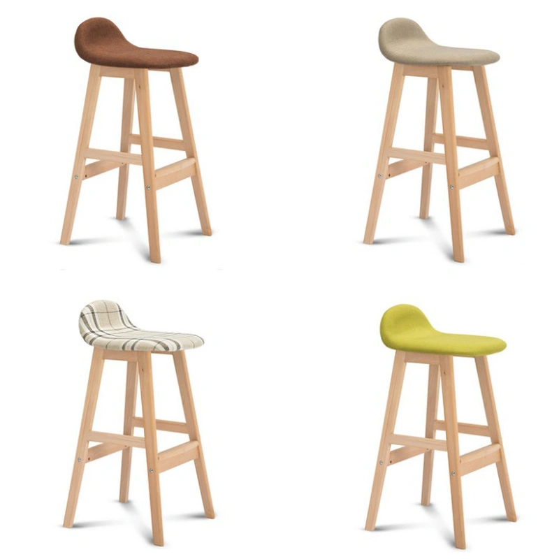  Modern Fabric Wooden Bar Stool With Back