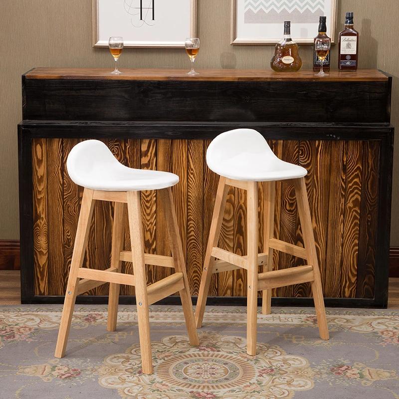  Modern Fabric Wooden Bar Stool With Back