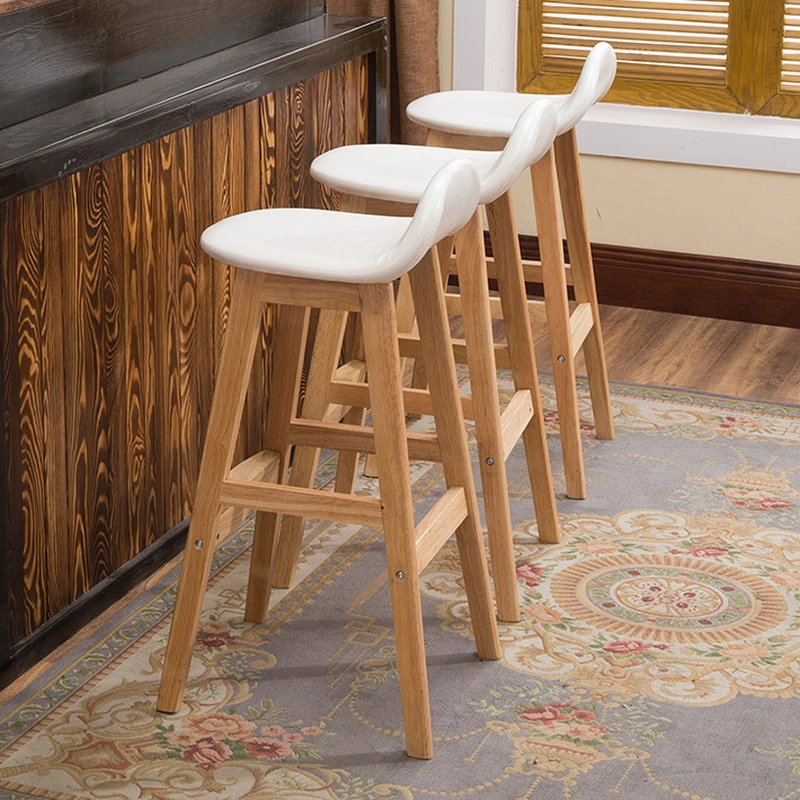  Modern Fabric Wooden Bar Stool With Back