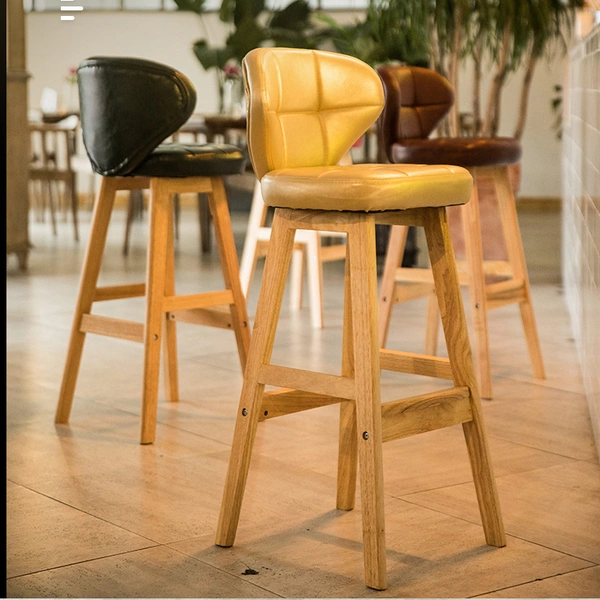  Modern Wooden Fabric Leather PU Bar Chair