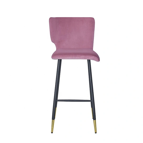 Modern Velvet Golden Metal Legs Bar Stool