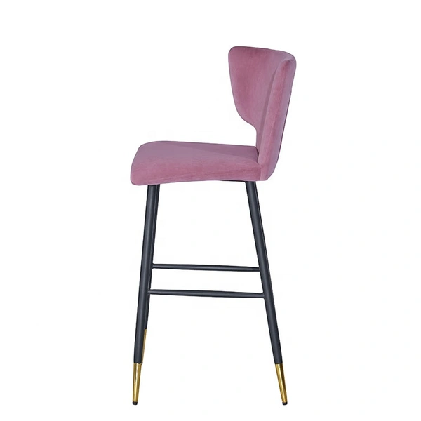 Modern Velvet Golden Metal Legs Bar Stool