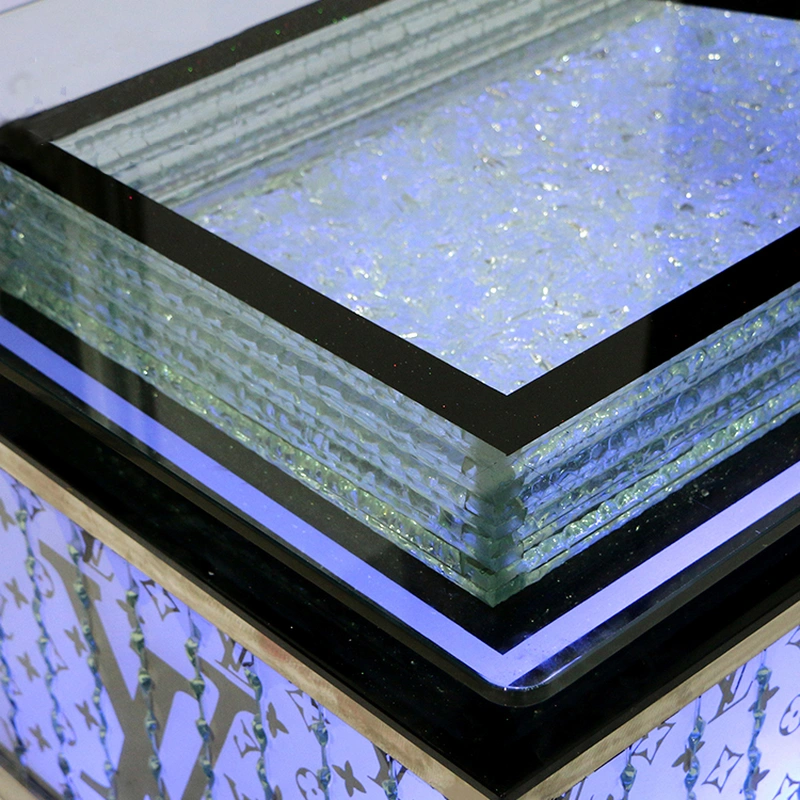 LED Art Glass Light Up Coffee Table 