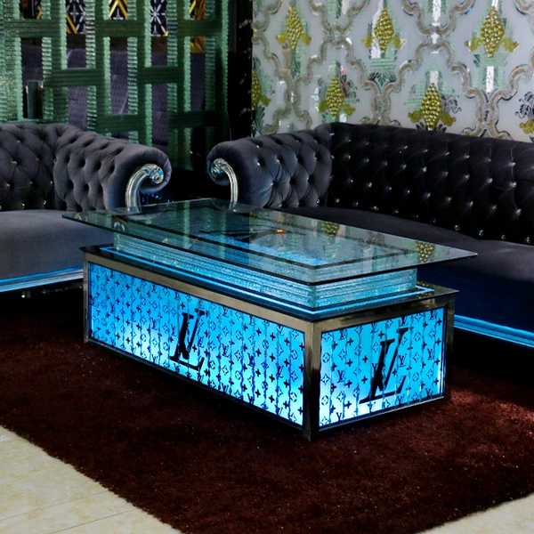 LED Art Glass Light Up Coffee Table 
