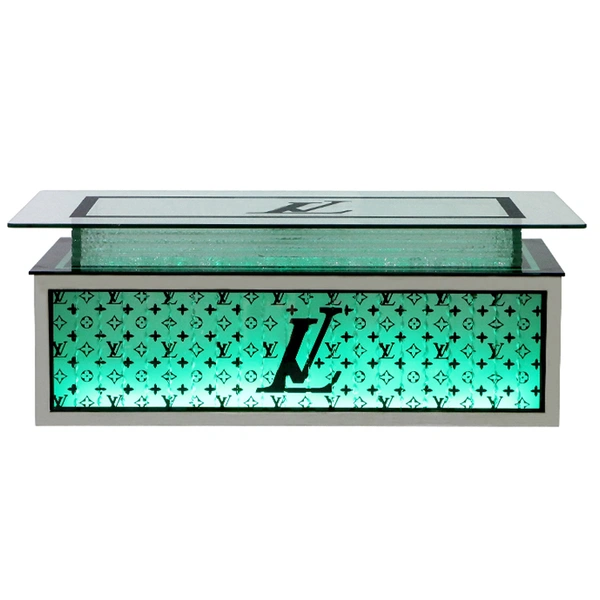LED Art Glass Light Up Coffee Table 