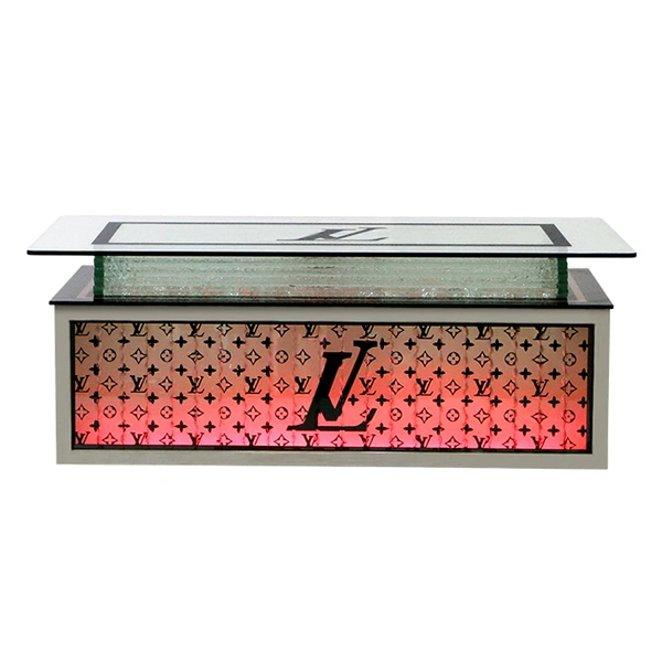 LED Art Glass Light Up Coffee Table 