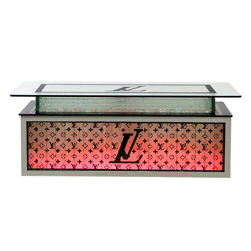 LED Art Glass Light Up Coffee Table 