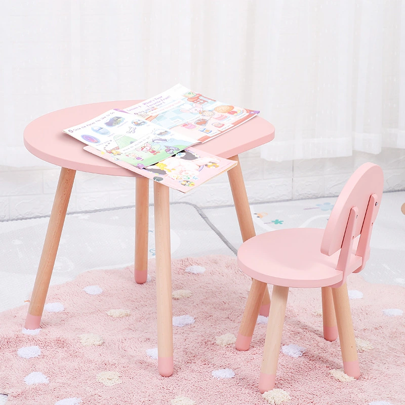 Mushroom-Shaped Solid Wood Children's Tables And Chairs
