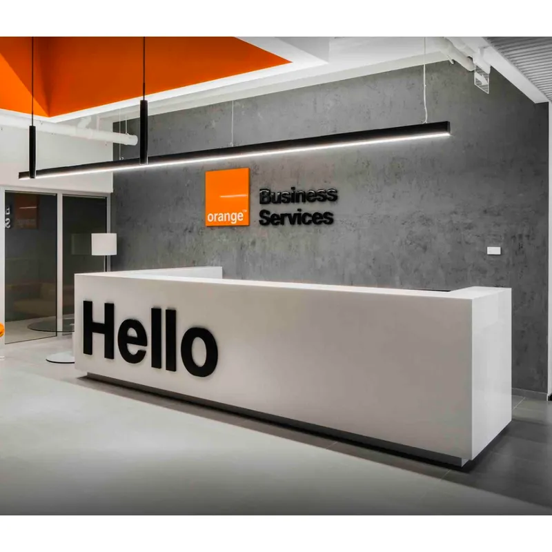 white stone custom logo L shape Reception Desks