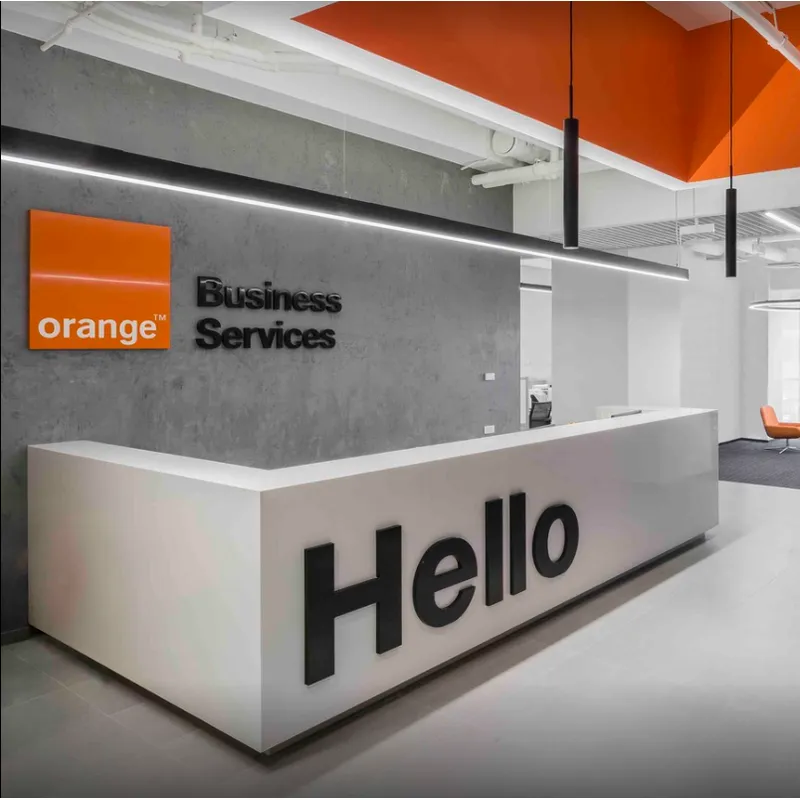 white stone custom logo L shape Reception Desks