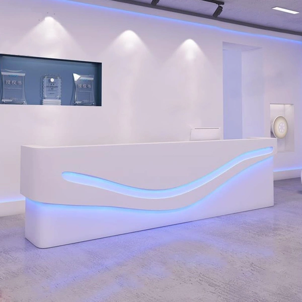 modern design white high gloss hotel front counter