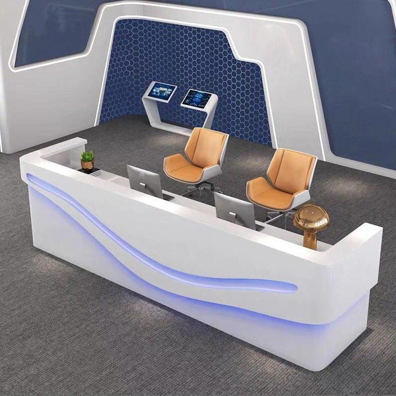 modern design white high gloss hotel front counter