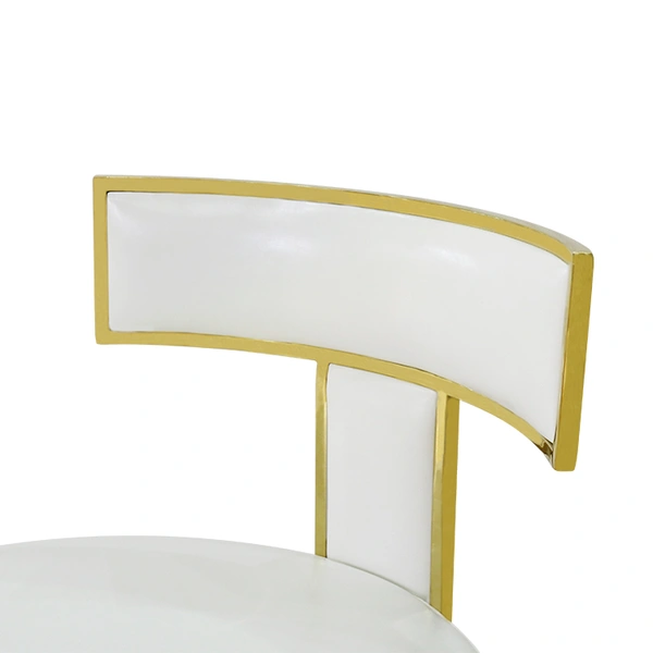 Restaurant high back white gold stainless steel bar stool 