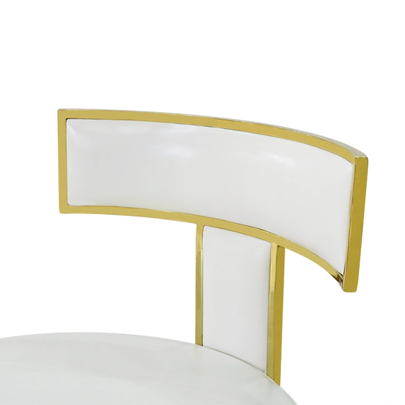 Restaurant high back white gold stainless steel bar stool 