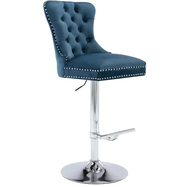 Modern Tufted Swivel Stool Metal Base for Home Kitchen Bar